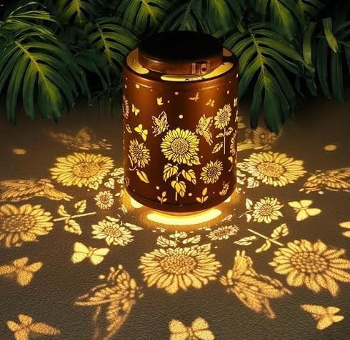Homemory Sunflower Solar Lanterns Outdoor Waterproof Hanging Lights, Outside Solar Lamp Decorative for Garden, Yard, Patio, Porch, Trees, Lawn, Pathway, Table