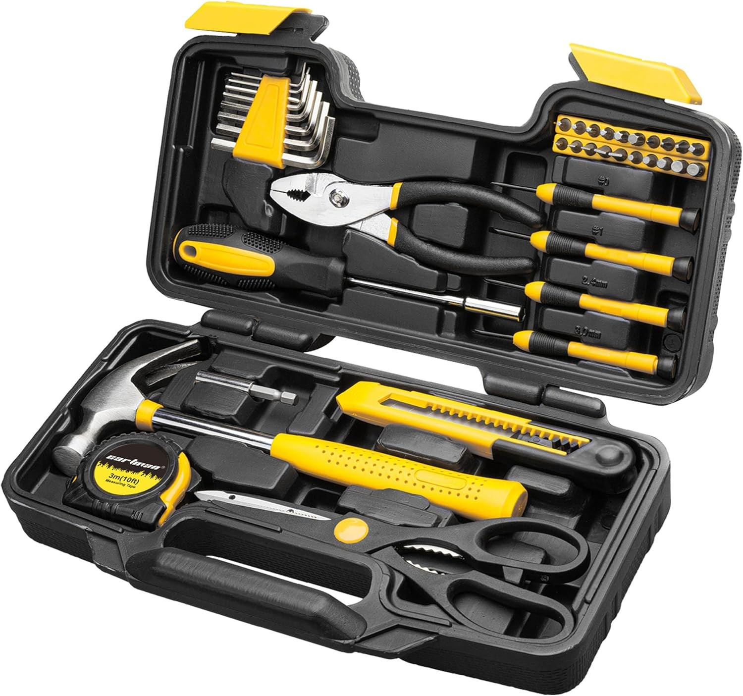 CARTMAN 39 Piece Tool Set General Household Hand Kit with Plastic Toolbox Storage Case Orange Color: Yellow