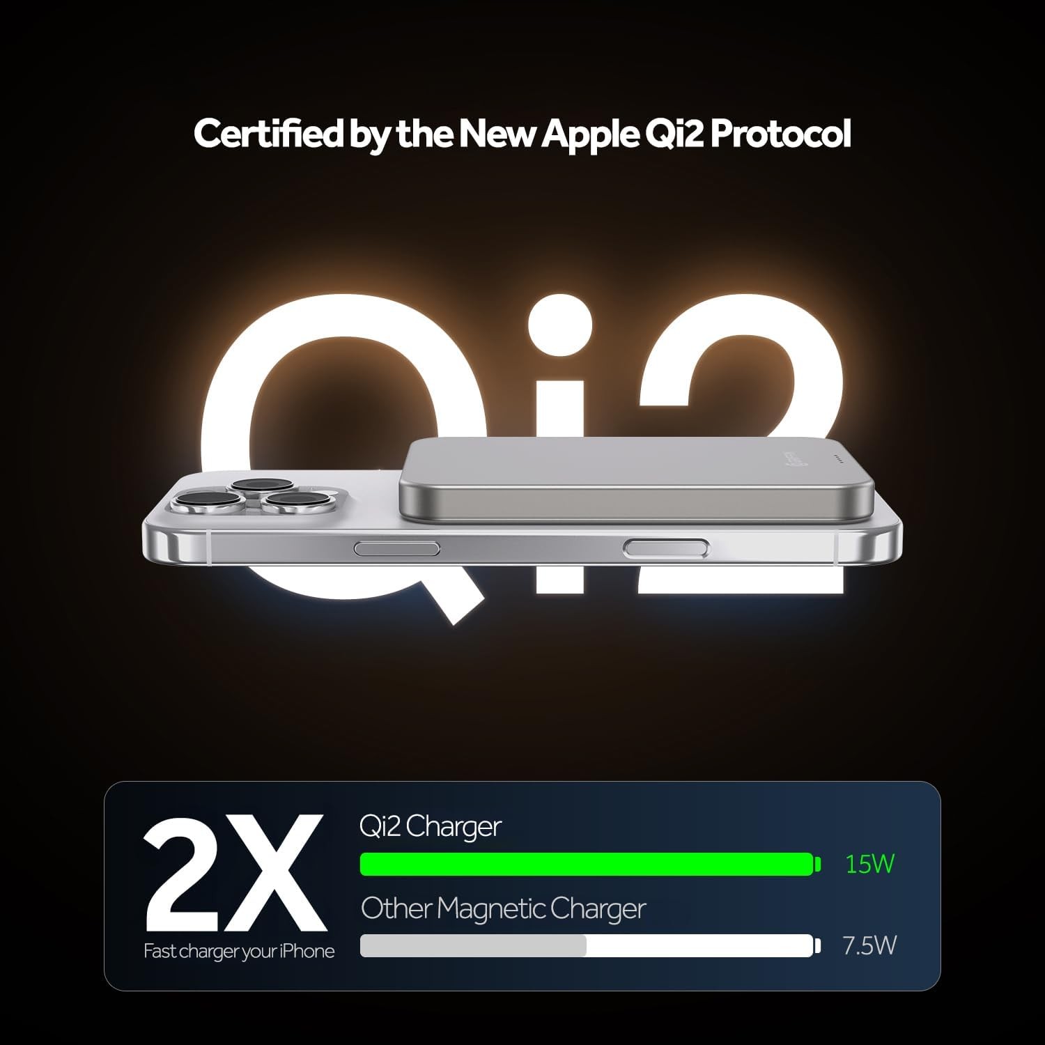 Griffin Qi2 Certified PowerBrick 5000/10,000mAh PD20W Slimmest Wireless Power Bank 10,000mAh Desert