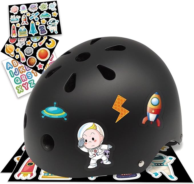 Simply Kids Bike Helmet with DIY Stickers, CPSC & CE Certified - Toddler Helmet for Skateboard Roller-Skating Bicycle Scooter