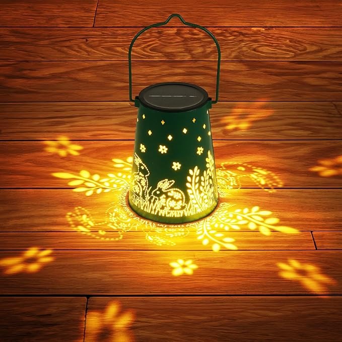 Homemory Rabbit Solar Lanterns Outdoor Bunny Waterproof Solar Lights, Outdoor Lantern Decorative for Garden Patio Yard Porch Backyard, Women Gifts for Easter Birthday Housewarming