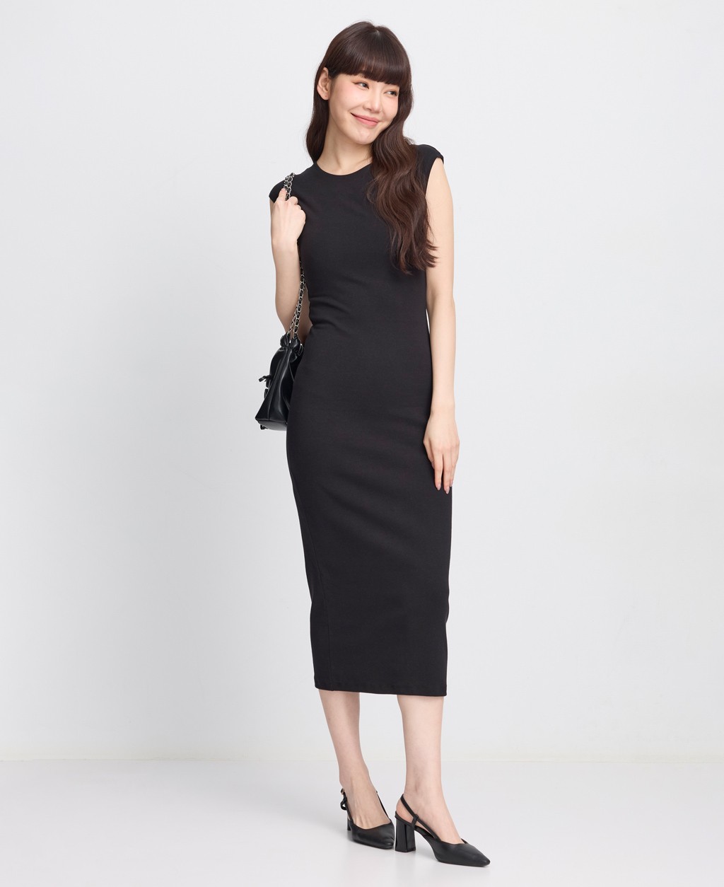 Women's Round Neck Cotton Elastic Sleeveless Slim Fit Dress