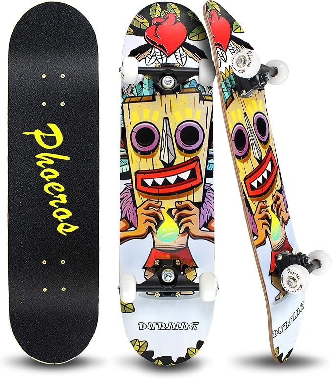 Easy_Way Complete Skateboards- Standard Skateboards for Beginners Kids Boys Girls Teenager- 31''x 8''Canadian Maple Cruiser Pro Skate Board Color: old tree