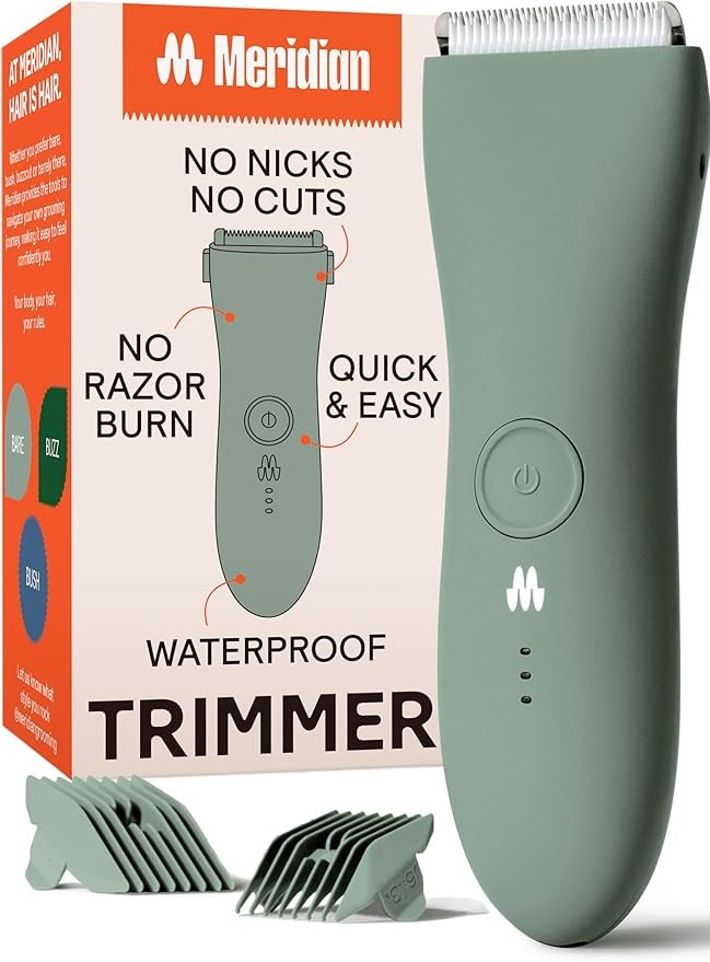MERIDIAN Original Trimmer - Men's Body Hair Trimmer, Electric Shaver for Pubic Hair, Chest Hair, Leg Hair and Bikini Line, Waterproof and Rechargeable