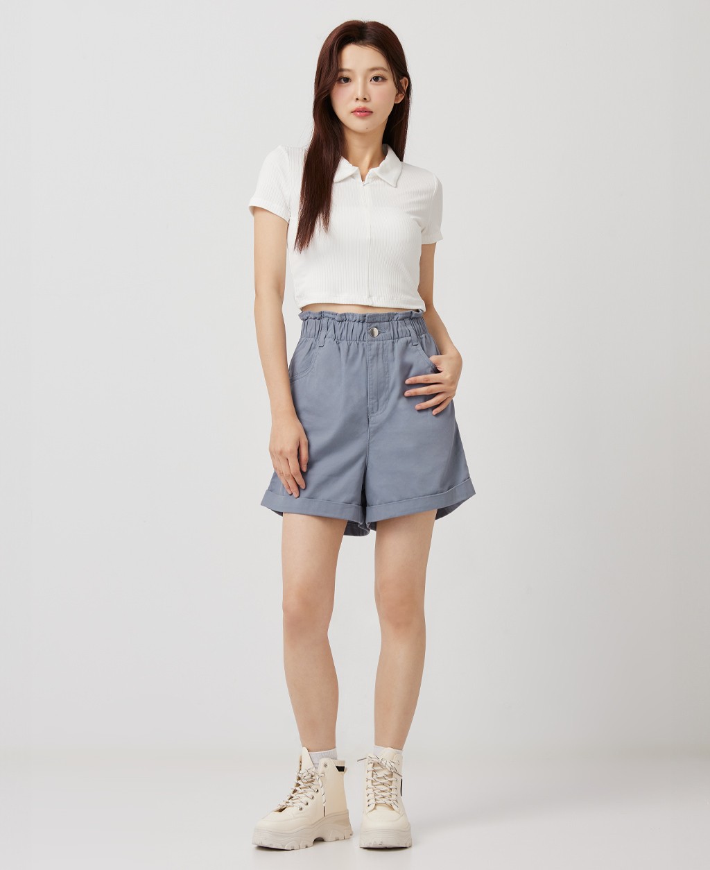 Women's elastic high waist shorts