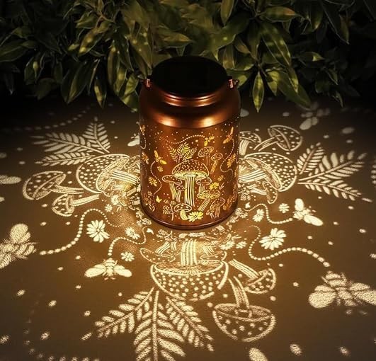 Homemory Mushroom Solar Lanterns Outdoor Waterproof Hanging Lights, Outside Solar Lamp Decorative for Garden, Yard, Patio, Porch, Trees, Lawn, Pathway, Table