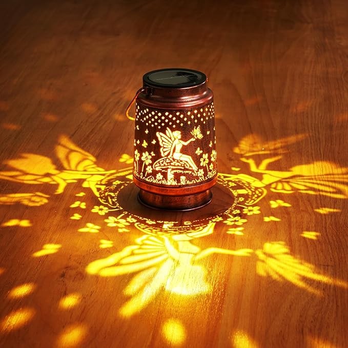 Homemory Solar Lanterns Outdoor Waterproof Solar Lights, Outdoor Lantern Decorative for Garden Patio Yard Porch Backyard, Women Gifts for Birthday Housewarming (Fairy)