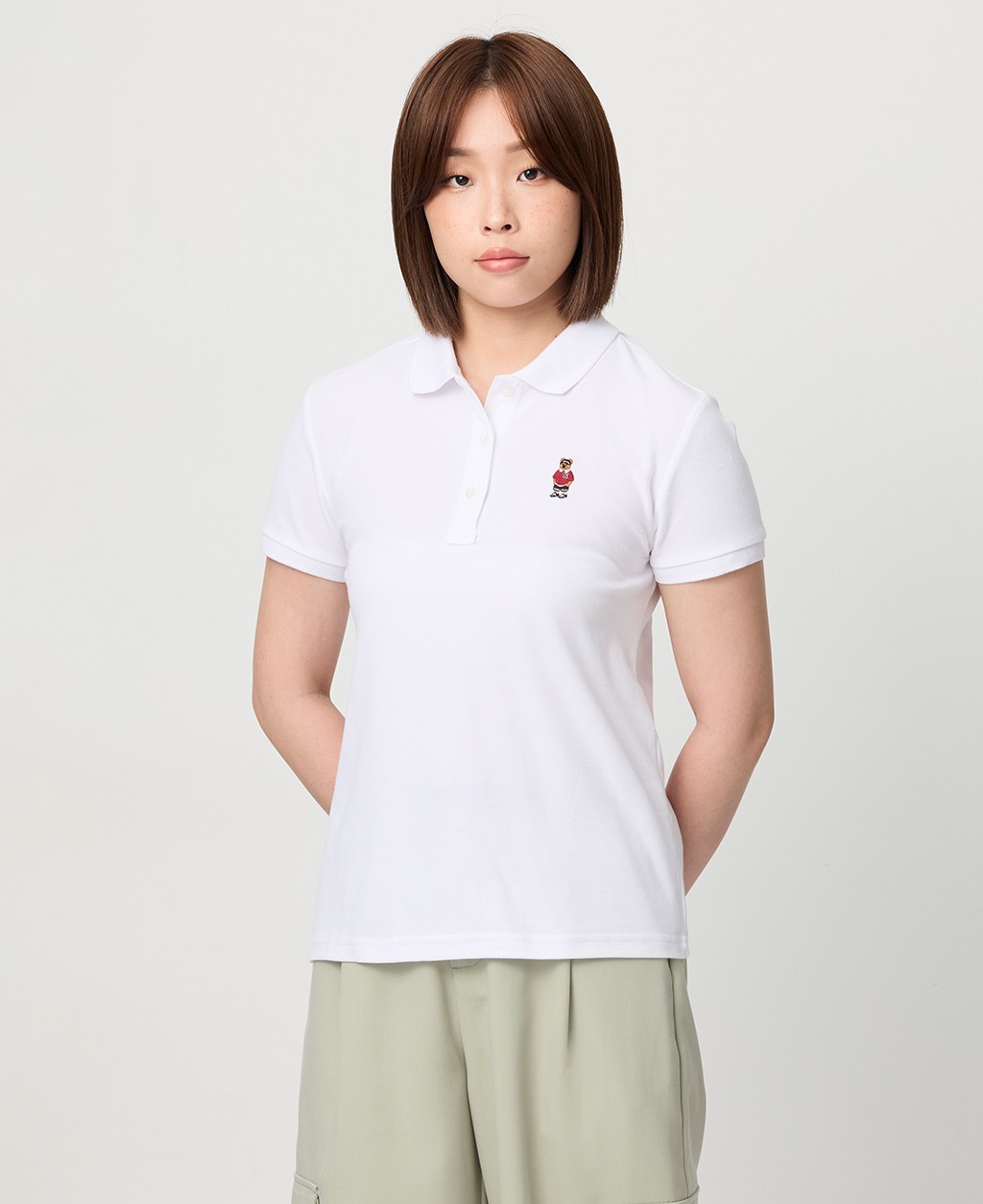 Women's left chest embroidered polo shirt