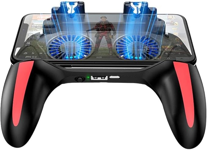 PUBG Mobile Controller, H10 Double Fan Cooling Mobile Gamepad, Rules of Survival Gaming Joysticks with Sensetive Shooting Feel, Compatible with 4.7-6.0 inch iOS & Android Phone Accessories