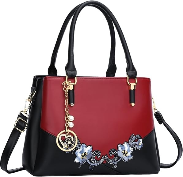 Women's Zipper Compartment Wallets & Totes Top Handle Crossbody Bags Shoulder Bags Women's Bags Color: D-black Red Flower