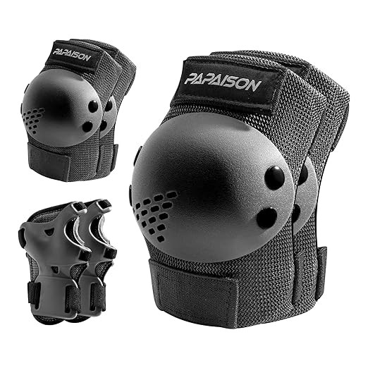 PAPAISON Kids/Youth Knee Pad, Elbow Pads & Wrist Guards for Inline Skating Bike Cycling Skateboard Scooter, 3 in 1 Protective Gear Set for Girls Boys Adult