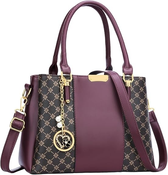 Women's Zipper Compartment Wallets & Totes Top Handle Crossbody Bags Shoulder Bags Women's Bags Color: C-wine Flower Pattern